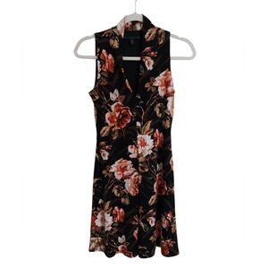 White House Black Market Black and Red Floral Midi Dress